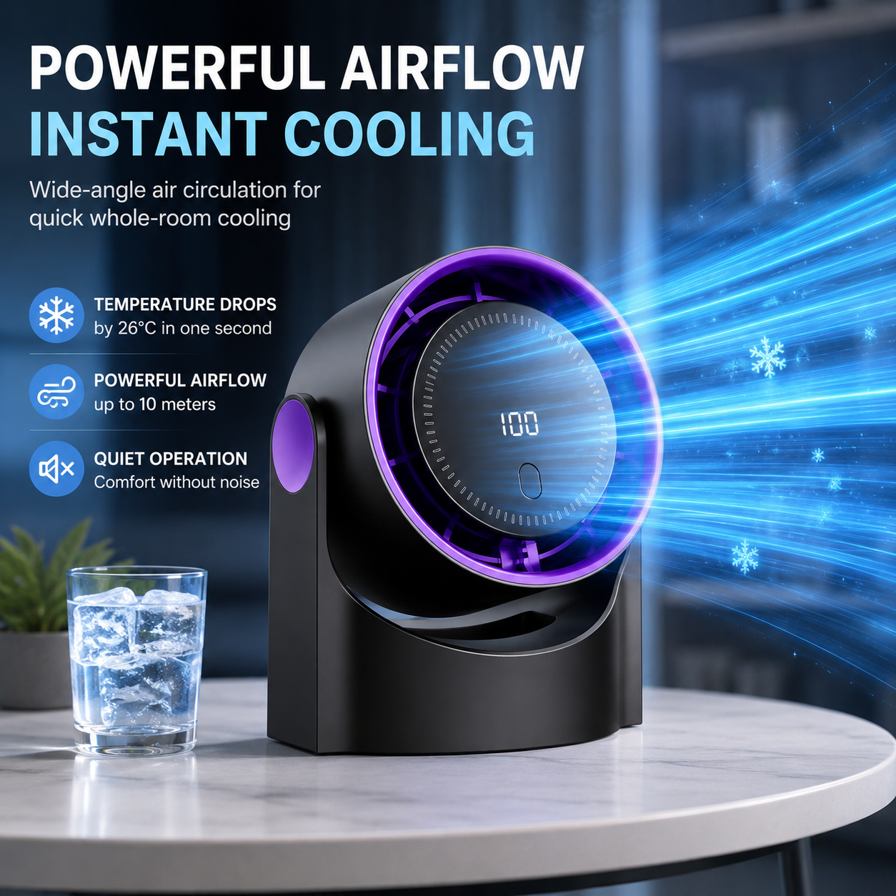 Sevaros AirCirculate™ Portable Air Circulator Fan Wireless USB — Silent Desktop Wall Fan for Home Office Bedroom Dorm Summer Cooling