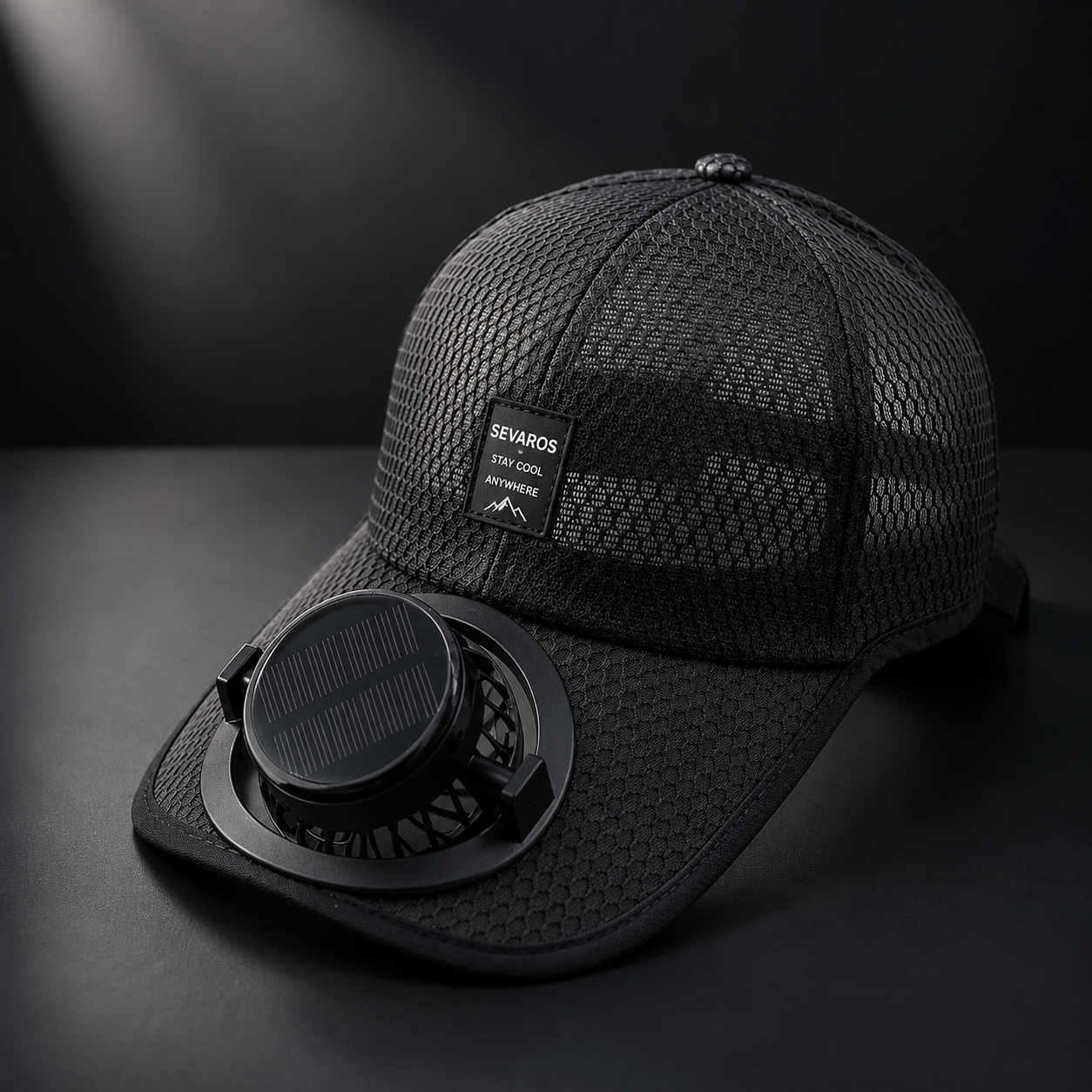 Sevaros SolarBrim™ Solar Fan Baseball Cap USB Rechargeable — Breathable Mesh Cooling Hat Outdoor Sports Running Hiking Golf Men Women