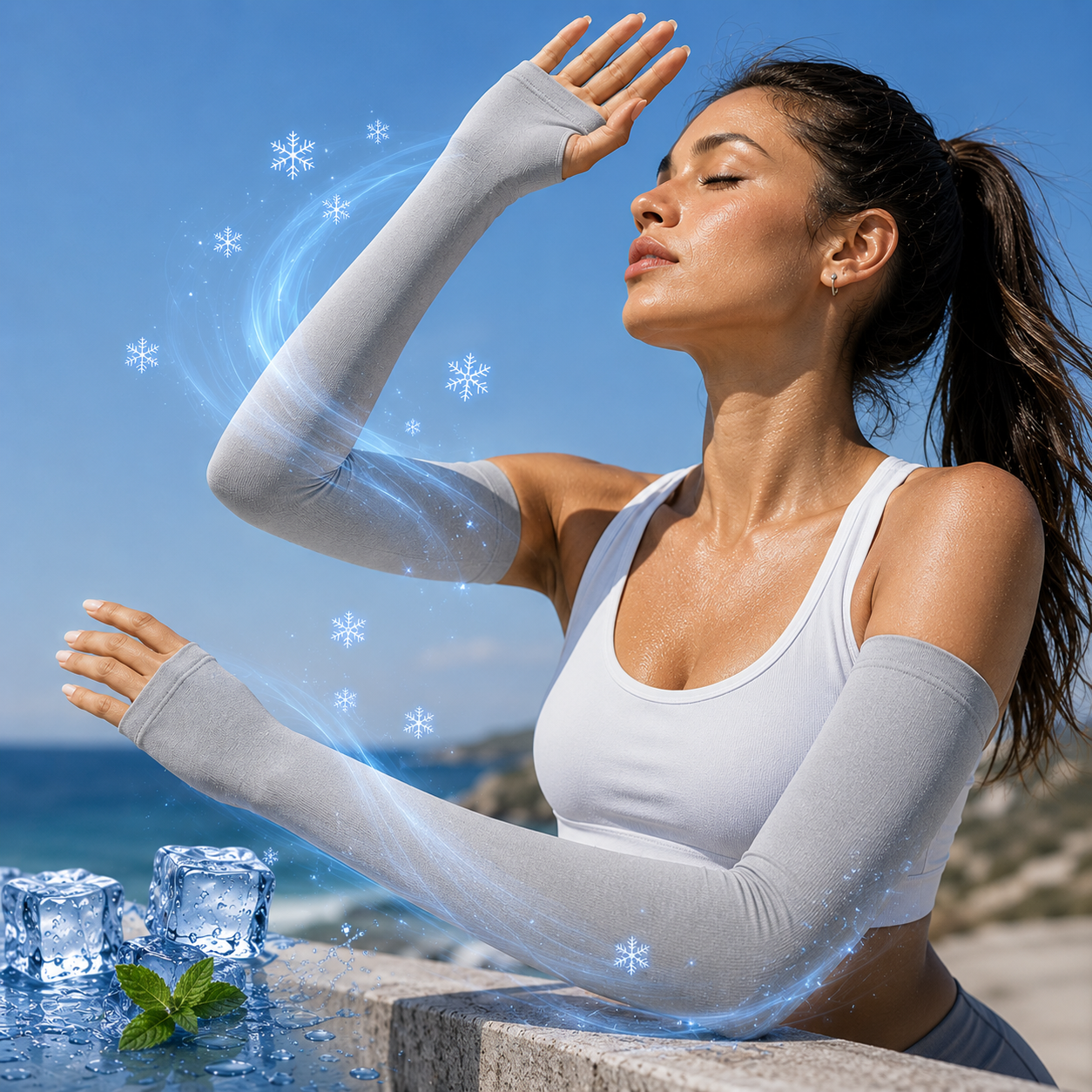 Sevaros IceSleeve™ UPF50+ Cooling Arm Sleeves UV Protection Ice Silk — Sun Sleeves for Cycling Running Golf Outdoor Sports Men Women