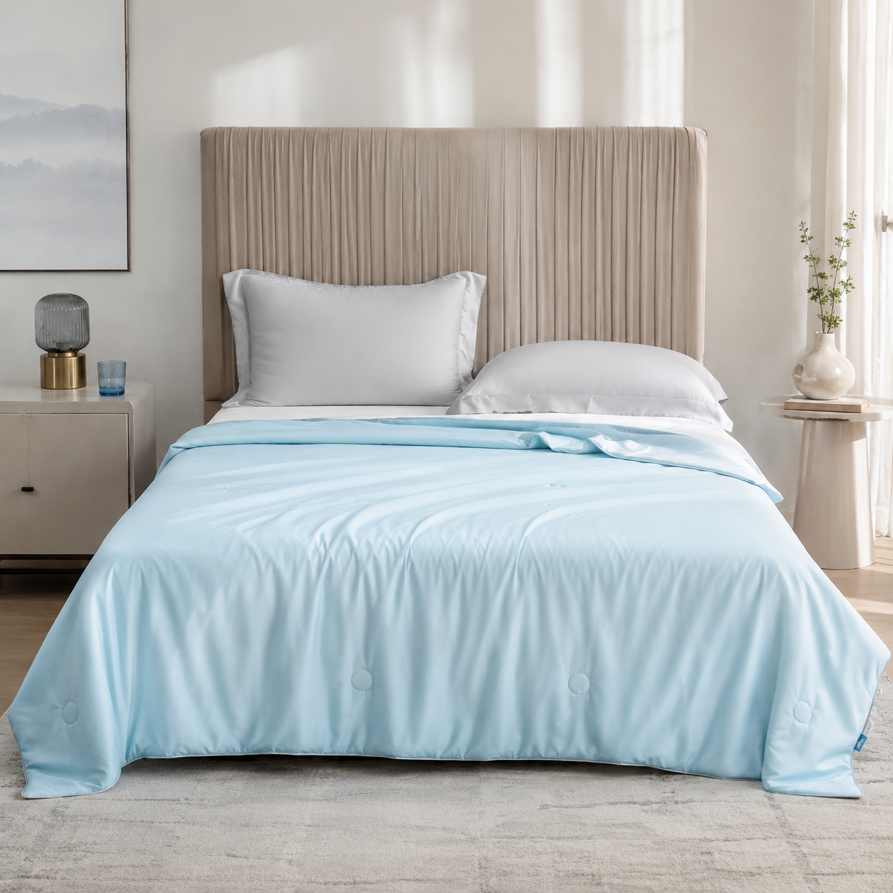 Sevaros FiberChill™ Cooling Summer Quilt Antibacterial Lightweight — Breathable Cool Comforter for Hot Sleepers Twin Full Queen King
