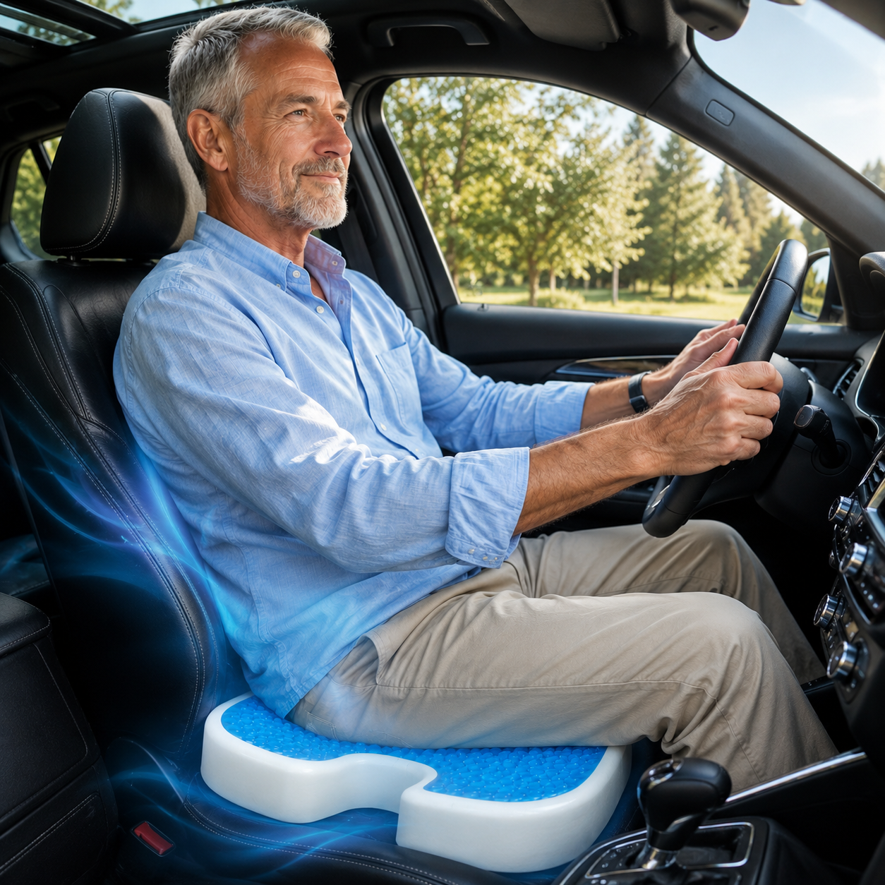 Sevaros ArcticComfort™ Cooling Gel Seat Cushion – Ergonomic Memory Foam Cushion with Cooling Gel for Office, Car & Home