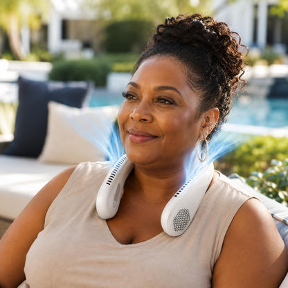 Sevaros ComfortBreeze™ Portable Neck Fan Rechargeable 6000mAh — Wearable Neck Fan, Bladeless Personal Cooling Fan, Hands Free Fan with 4 Speeds & 20H Runtime