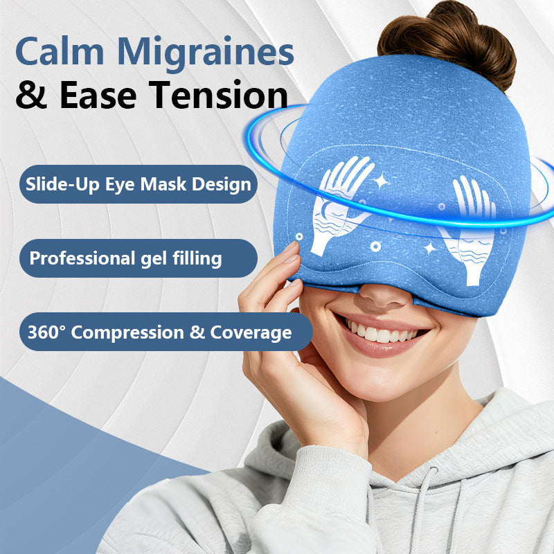 Sevaros IceMask™ Cooling Gel Eye Mask and Cap Set Cold Therapy — Headache Migraine Relief Reusable Ice Eye Mask for Puffy Eyes Sleep