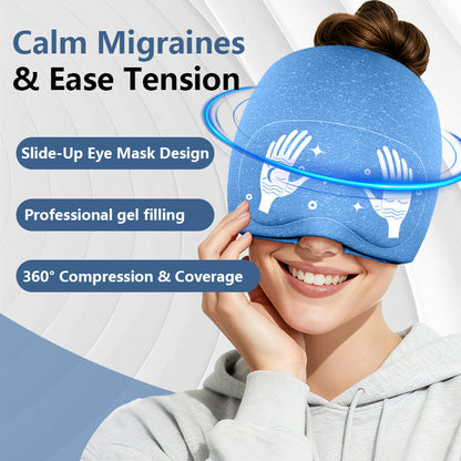 Sevaros IceMask™ Cooling Gel Eye Mask and Cap Set Cold Therapy — Headache Migraine Relief Reusable Ice Eye Mask for Puffy Eyes Sleep