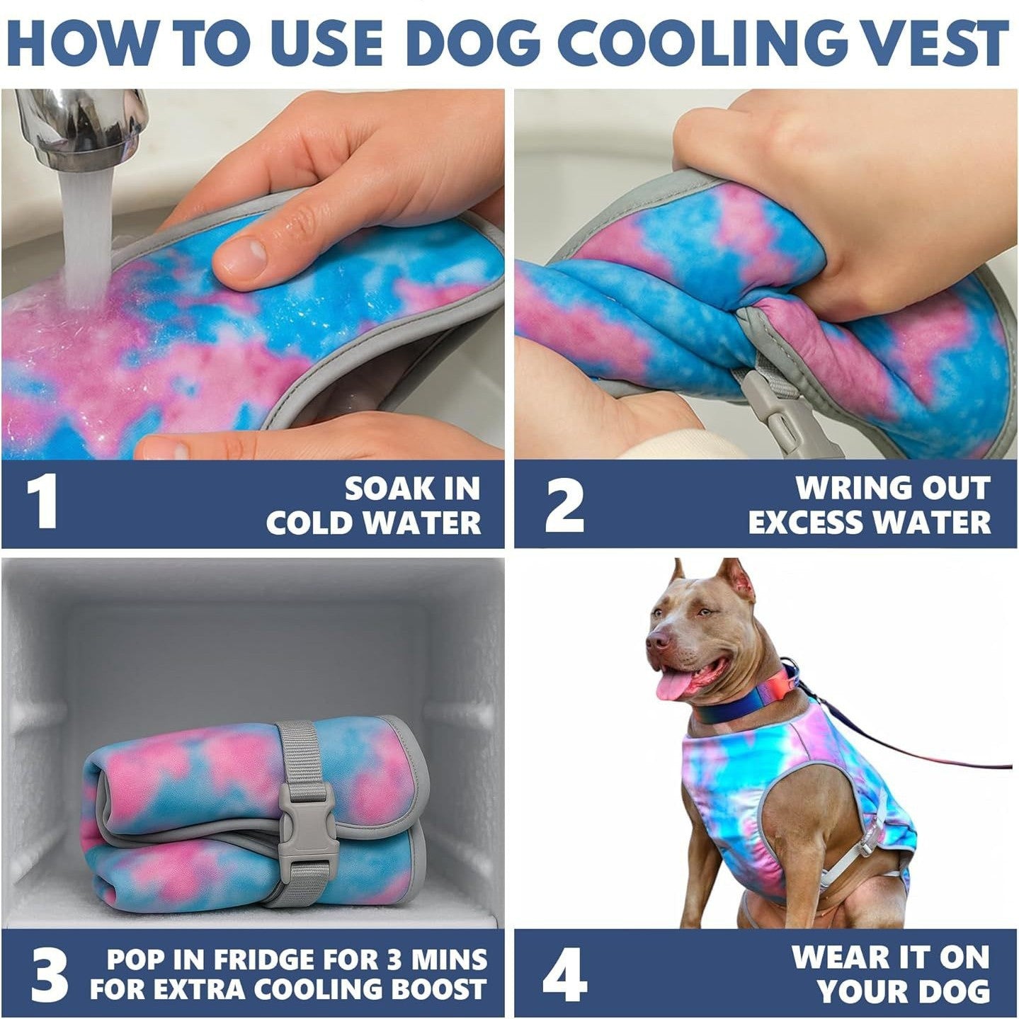 Sevaros DogGuard™ Dog Cooling Vest UV Protection Breathable Lightweight — Summer Heat Relief Harness Vest for Dogs S M L XL XXL