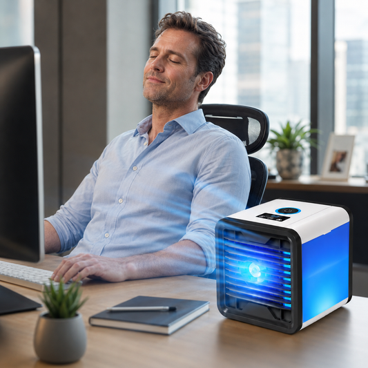 Sevaros MistHome™ Mini Air Conditioner Humidifier Portable USB — Personal Desktop Air Cooler Moisture Cooling Fan for Home Office Bedroom