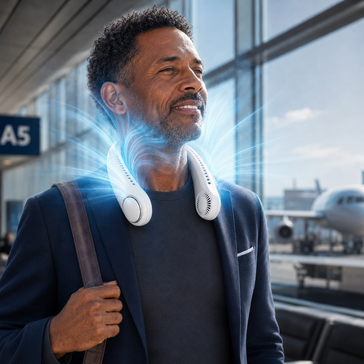 Sevaros AeroLux Neck Fan Rechargeable Bladeless Hands Free Portable Wearable Cooling Fan USB Travel Outdoor Office Summer