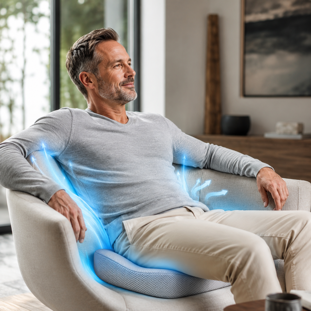 Sevaros ArcticComfort™ Cooling Gel Seat Cushion – Ergonomic Memory Foam Cushion with Cooling Gel for Office, Car & Home