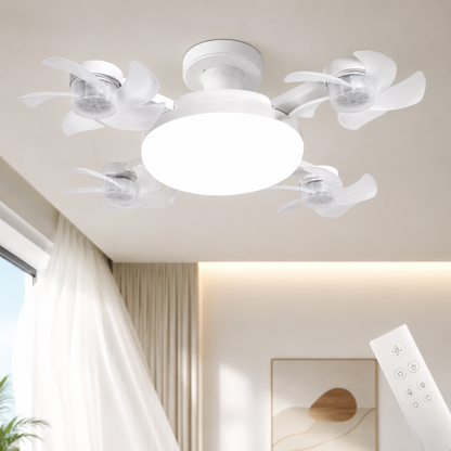 Ceiling Fan with Lights, Modern Fandelier Low Profile Flush Mount Ceiling Fan Light, 3/4 Head Bedroom Ceiling Fan E27 Dimmable | Sevaros AeroLume™