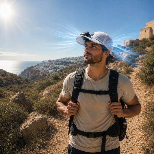 Sevaros SolarBrim™ Solar Fan Cap USB Rechargeable Breathable Mesh — Cooling Hat with Fan for Outdoor Running Hiking Golf Sports Men Women