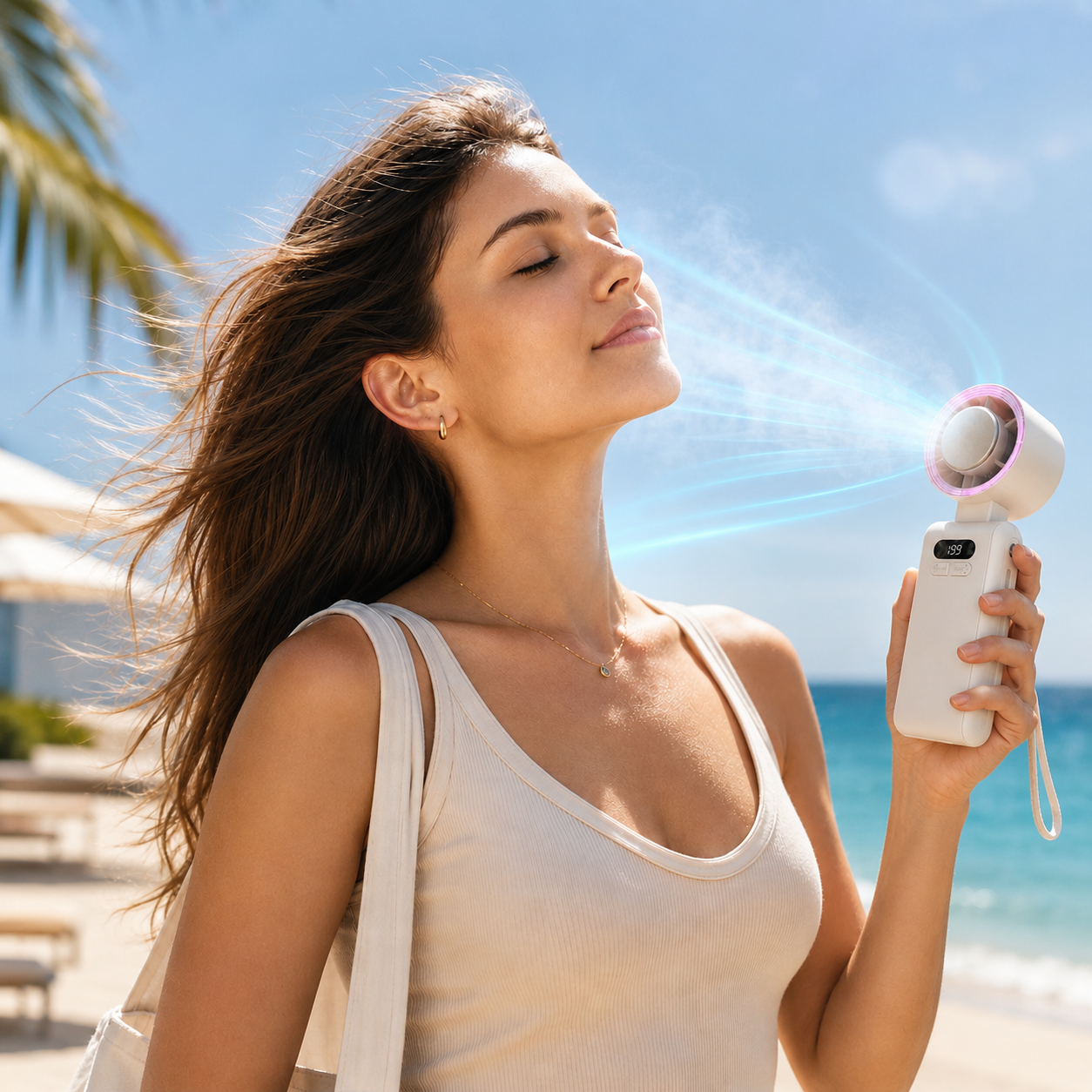 Sevaros AirElite™ Handheld Fan Rechargeable USB-C Mini — Portable Personal Cooling Fan for Travel Outdoor Office Gym Summer Men Women