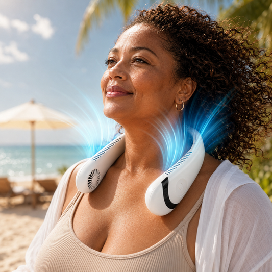 Neck Fan Rechargeable Bladeless 5000mAh USB Hands Free — Sevaros FlexFlow™ Portable Personal Cooling Fan Travel Outdoor Sports Summer