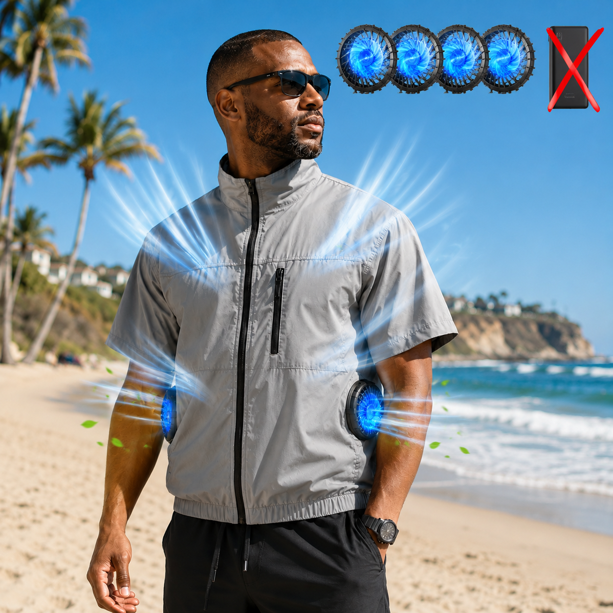 Sevaros AeroForce™ Cooling Vest 4 Fans Air Conditioned — Portable Fan Vest for Outdoor Work Construction Heat Relief Summer Men Women