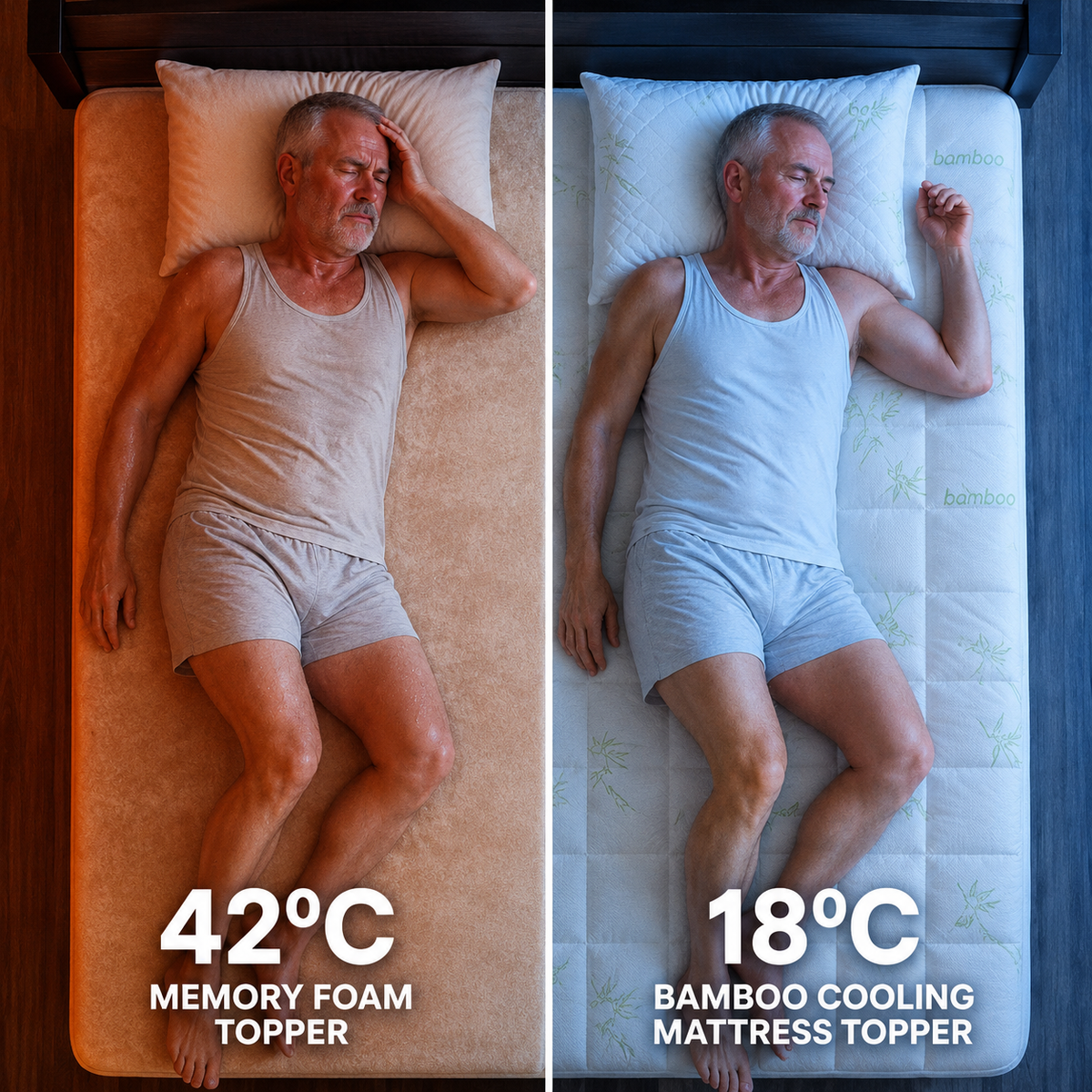 Sevaros BambooChill™ Bamboo Cooling Mattress Topper Breathable Extra Thick — Cool Mattress Pad for Hot Sleepers Twin Full Queen King