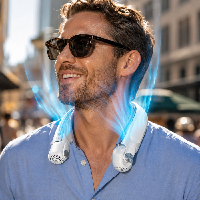 Sevaros DualFlow Neck Fan Rechargeable Dual Airflow USB-C Hands Free Portable Personal Cooling Fan Travel Sports Outdoor Summer