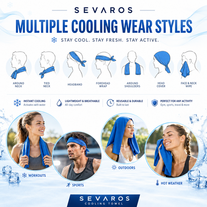Sevaros ChillWraper™ Cooling Towel – Instant Cooling Sports Towel for Gym, Running, Hiking, Workout, Travel & Summer Heat Relief