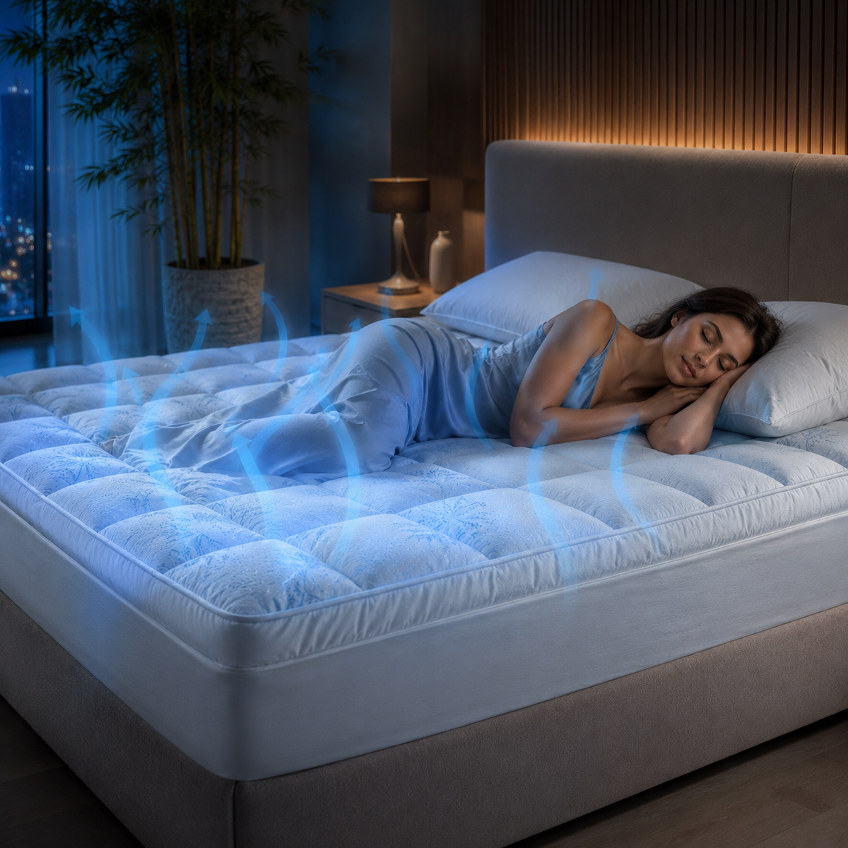 Sevaros BambooChill™ Bamboo Cooling Mattress Topper Breathable Extra Thick — Cool Mattress Pad for Hot Sleepers Twin Full Queen King