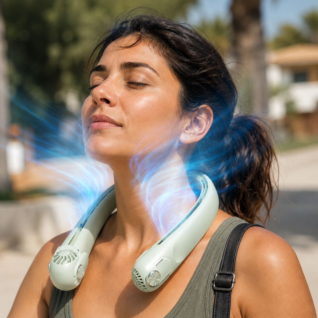 Sevaros DualFlow Neck Fan Rechargeable Dual Airflow USB-C Hands Free Portable Personal Cooling Fan Travel Sports Outdoor Summer