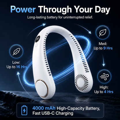 Sevaros AeroLux Neck Fan Rechargeable Bladeless Hands Free Portable Wearable Cooling Fan USB Travel Outdoor Office Summer
