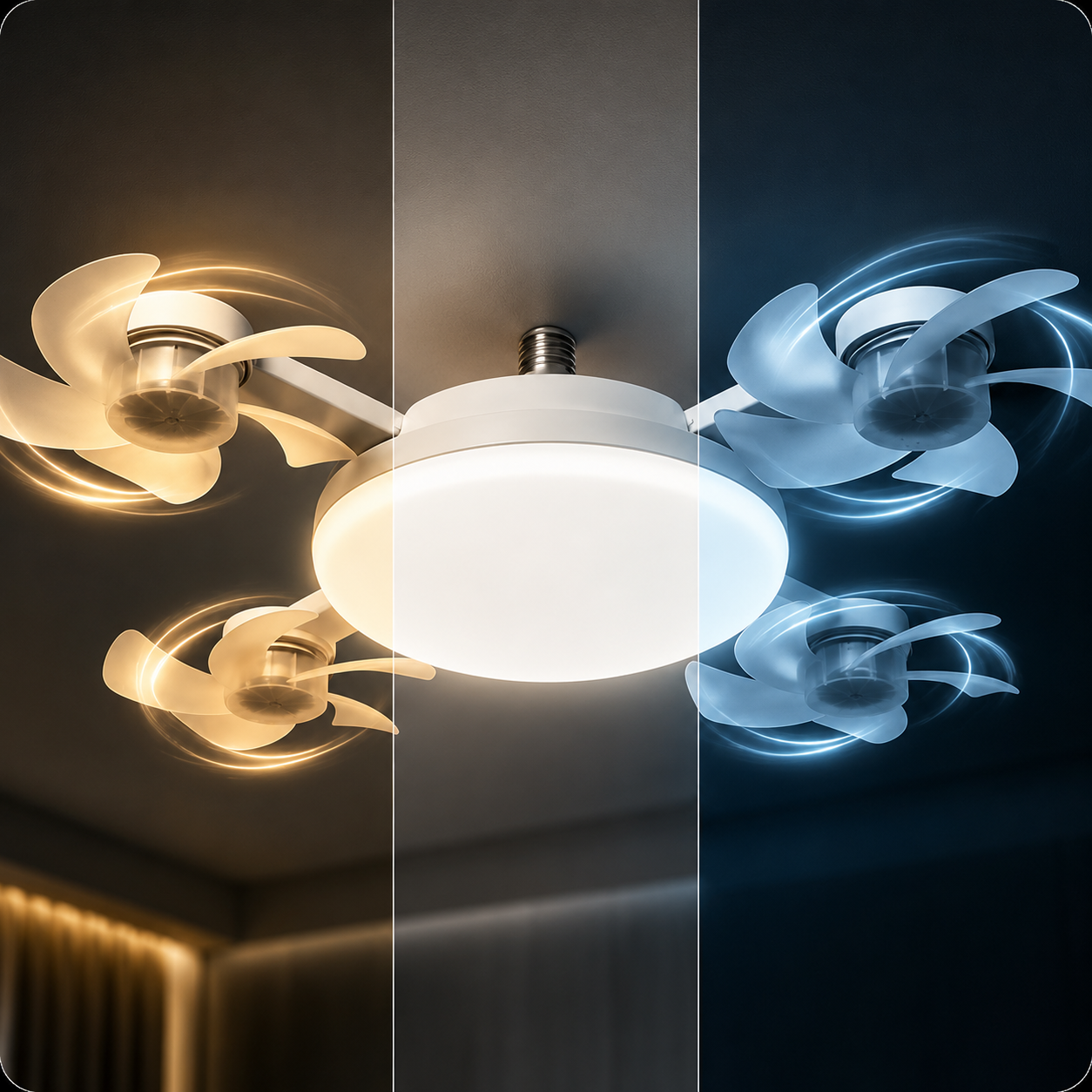 Ceiling Fan with Lights, Modern Fandelier Low Profile Flush Mount Ceiling Fan Light, 3/4 Head Bedroom Ceiling Fan E27 Dimmable | Sevaros AeroLume™