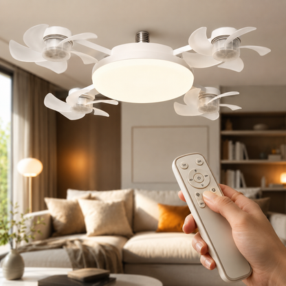 Ceiling Fan with Lights, Modern Fandelier Low Profile Flush Mount Ceiling Fan Light, 3/4 Head Bedroom Ceiling Fan E27 Dimmable | Sevaros AeroLume™