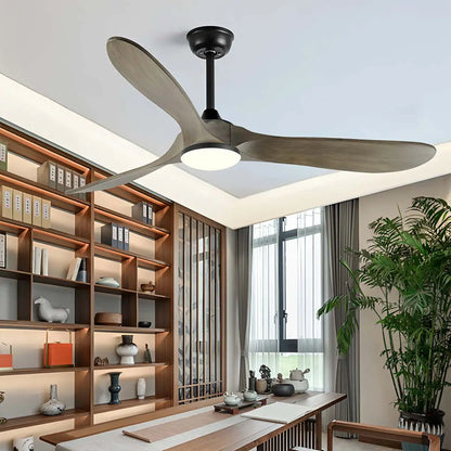 Modern Ceiling Fan with Light, Contemporary Nordic Solid Wood Ceiling Fan, Reversible Motor Bedroom & Living Room Fan Light | Sevaros NordWood