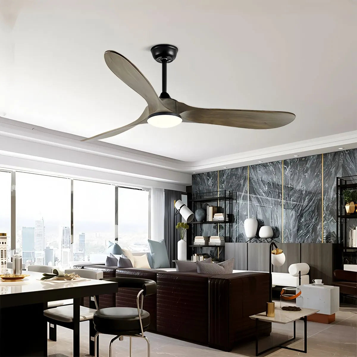Modern Ceiling Fan with Light, Contemporary Nordic Solid Wood Ceiling Fan, Reversible Motor Bedroom & Living Room Fan Light | Sevaros NordWood