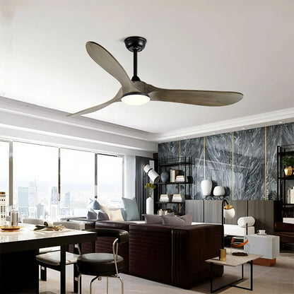 Modern Ceiling Fan with Light, Contemporary Nordic Solid Wood Ceiling Fan, Reversible Motor Bedroom & Living Room Fan Light | Sevaros NordWood