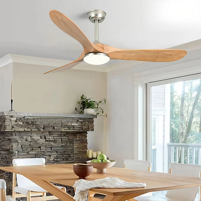 Modern Ceiling Fan with Light, Contemporary Nordic Solid Wood Ceiling Fan, Reversible Motor Bedroom & Living Room Fan Light | Sevaros NordWood