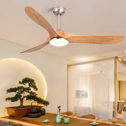 Modern Ceiling Fan with Light, Contemporary Nordic Solid Wood Ceiling Fan, Reversible Motor Bedroom & Living Room Fan Light | Sevaros NordWood