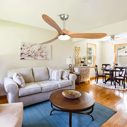Modern Ceiling Fan with Light, Contemporary Nordic Solid Wood Ceiling Fan, Reversible Motor Bedroom & Living Room Fan Light | Sevaros NordWood