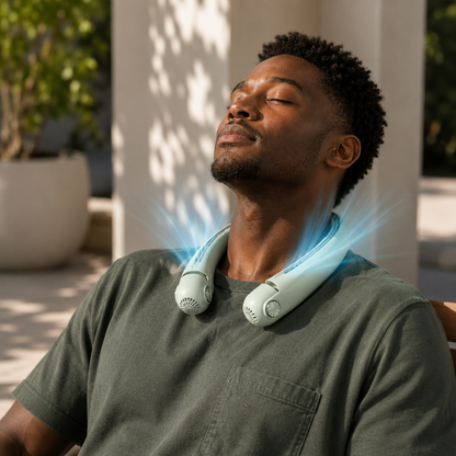 Sevaros DualFlow Neck Fan Rechargeable Dual Airflow USB-C Hands Free Portable Personal Cooling Fan Travel Sports Outdoor Summer