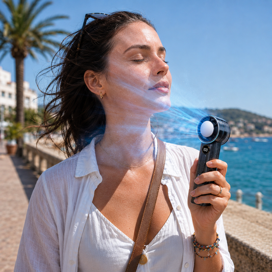 Sevaros BreezeGo™ 3000mAh Rechargeable USB-C Handheld Fan — Portable Mini Personal Cooling Fan for Travel, Outdoor, Office, Camping Heat Relief