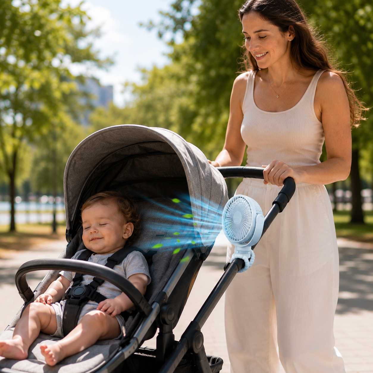 Sevaros FlexGrip™ Stroller Fan – Portable USB Rechargeable Octopus Fan for Baby Stroller, Crib, Car Seat, Camping & Travel