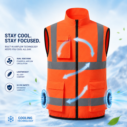 Sevaros AirFlow Vest™ Cooling Vest – Rechargeable Fan Powered Cooling Vest for Outdoor Work, Construction, Travel & Summer Heat