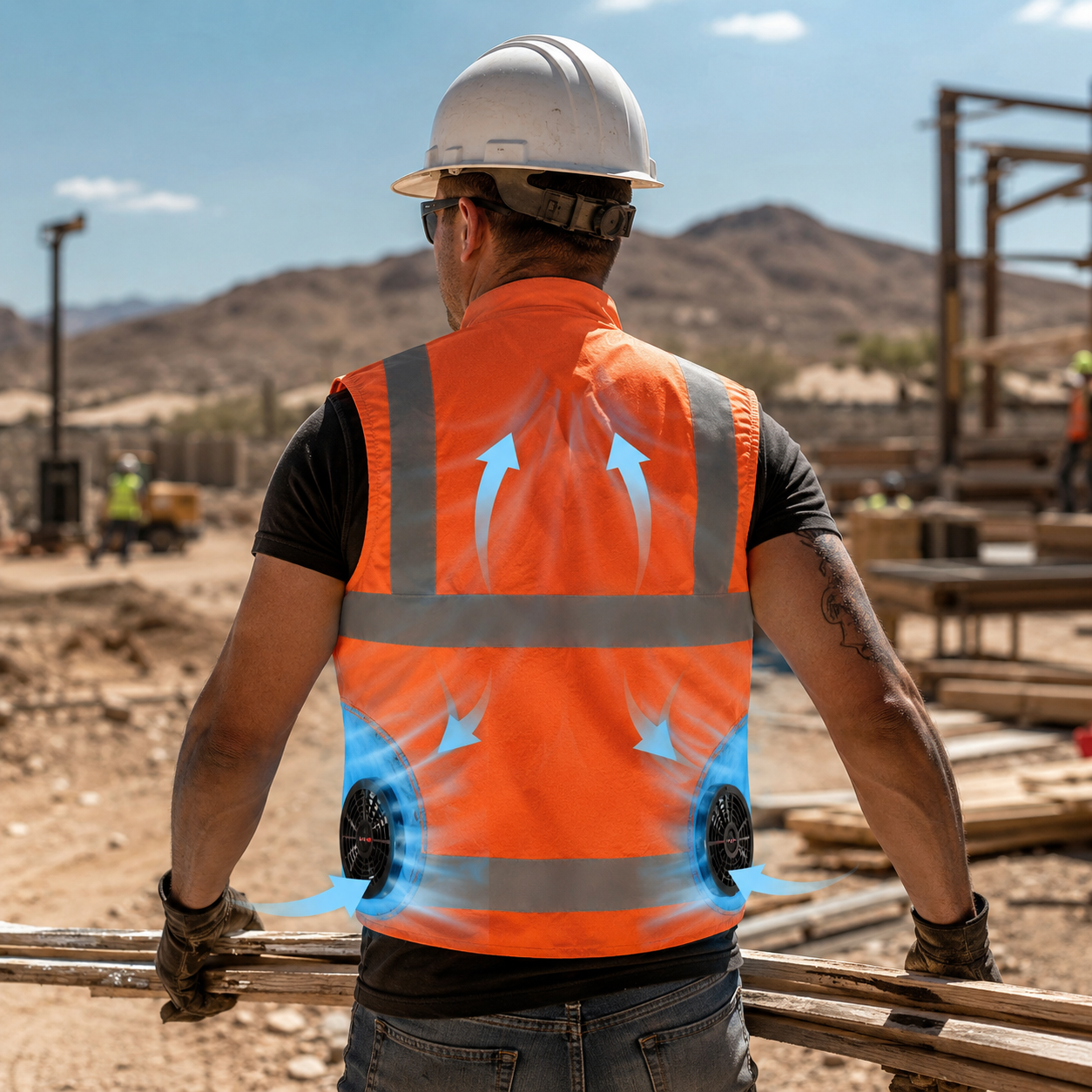 Sevaros AirFlow Vest™ Cooling Vest – Rechargeable Fan Powered Cooling Vest for Outdoor Work, Construction, Travel & Summer Heat