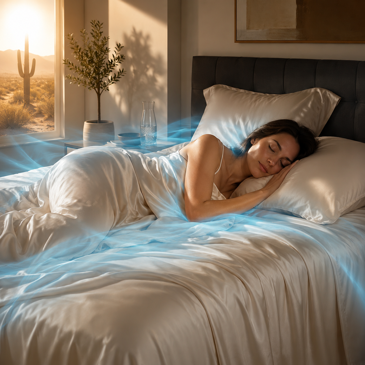 Sevaros SilkCool™ Cooling Bedding Set – Lyocell Tencel Summer Cooling Quilt & Luxury Breathable Bed Sheet Set for Hot Sleepers