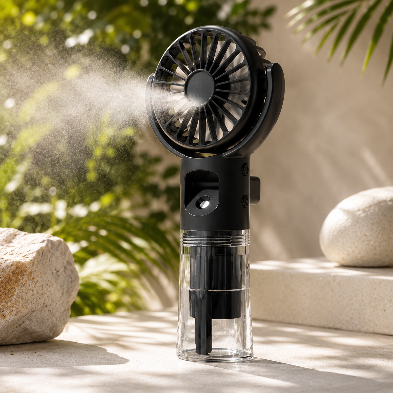 Sevaros MistFlow™ Portable Misting Fan Rechargeable — Handheld Water Spray Cooling Fan for Outdoor Beach Travel Sports Summer Heat Relief