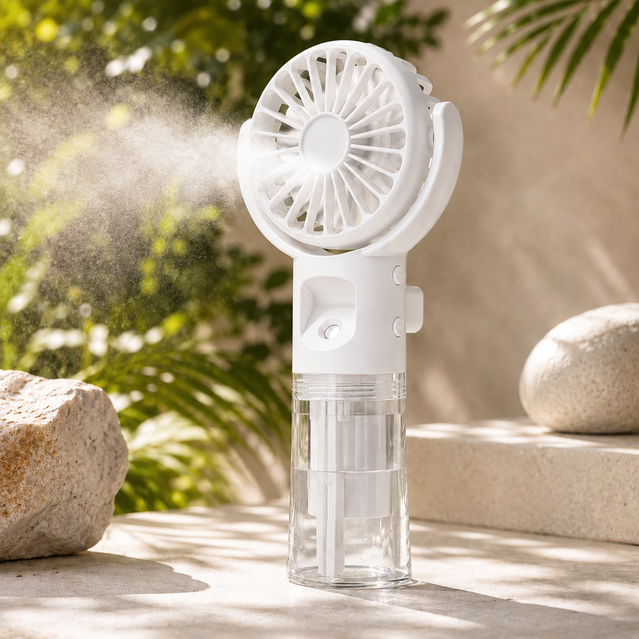 Sevaros MistFlow™ Portable Misting Fan Rechargeable — Handheld Water Spray Cooling Fan for Outdoor Beach Travel Sports Summer Heat Relief