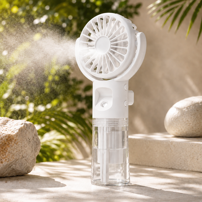 Sevaros MistFlow™ Portable Misting Fan Rechargeable — Handheld Water Spray Cooling Fan for Outdoor Beach Travel Sports Summer Heat Relief