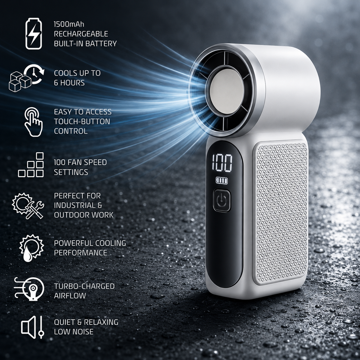 Sevaros PocketBreeze™ Mini Handheld Fan Rechargeable USB-C — Small Portable Personal Cooling Fan for Travel Outdoor pocket fan Summer