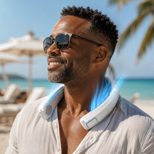 Sevaros AeroChill™ Neck Air Conditioner Rechargeable Wearable — Portable Neck Fan Personal Air Cooler Cooling Fan for Summer Outdoor Travel Office