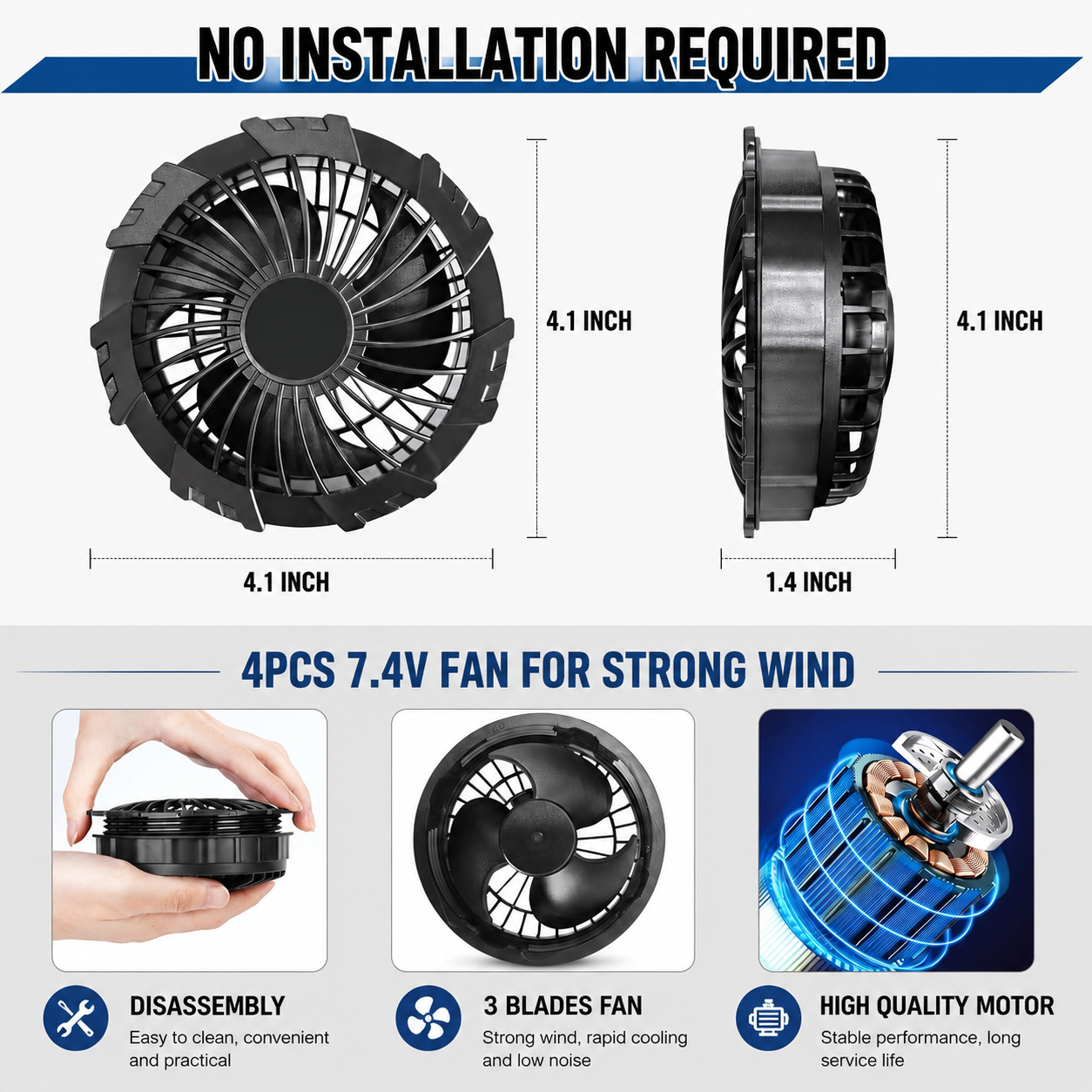 Sevaros AeroForce™ Cooling Vest 4 Fans Air Conditioned — Portable Fan Vest for Outdoor Work Construction Heat Relief Summer Men Women