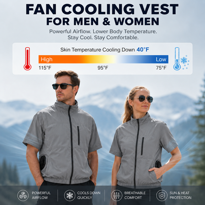 Sevaros AeroForce™ Cooling Vest 4 Fans Air Conditioned — Portable Fan Vest for Outdoor Work Construction Heat Relief Summer Men Women