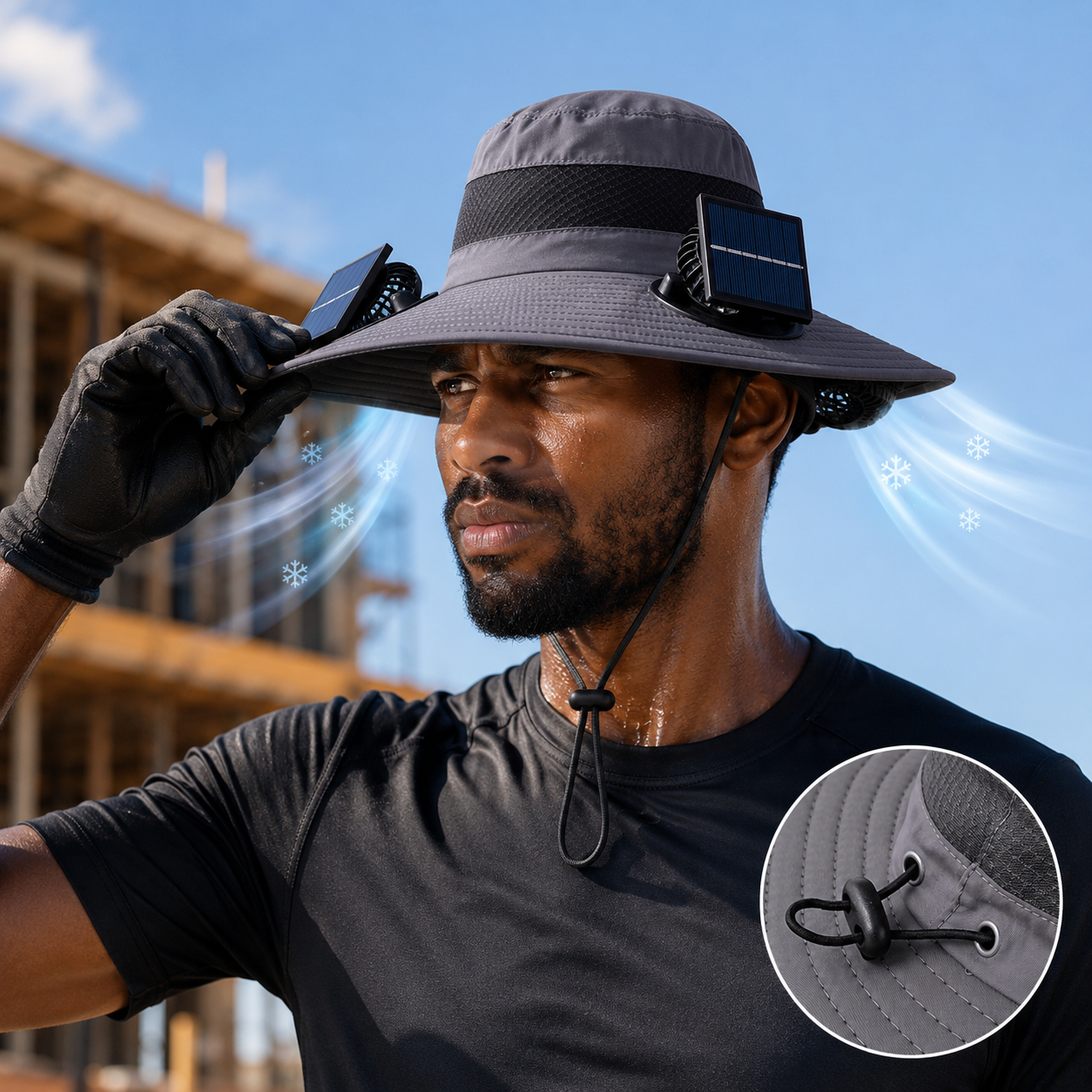 Sevaros SolarBreeze™ Solar Cooling Hat Dual Fan Rechargeable — Breathable Sun Hat with Fan for Outdoor Hiking Golf Camping Men Women