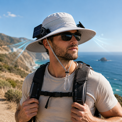 Sevaros SolarBreeze™ Solar Cooling Hat Dual Fan Rechargeable — Breathable Sun Hat with Fan for Outdoor Hiking Golf Camping Men Women