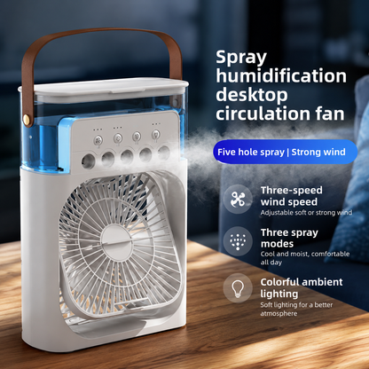 Sevaros MistDesk™ Mini Desk Fan Portable Cooling Fan Humidifier Spray — USB Rechargeable Personal Air Cooler for Office Bedroom Home Travel Summer