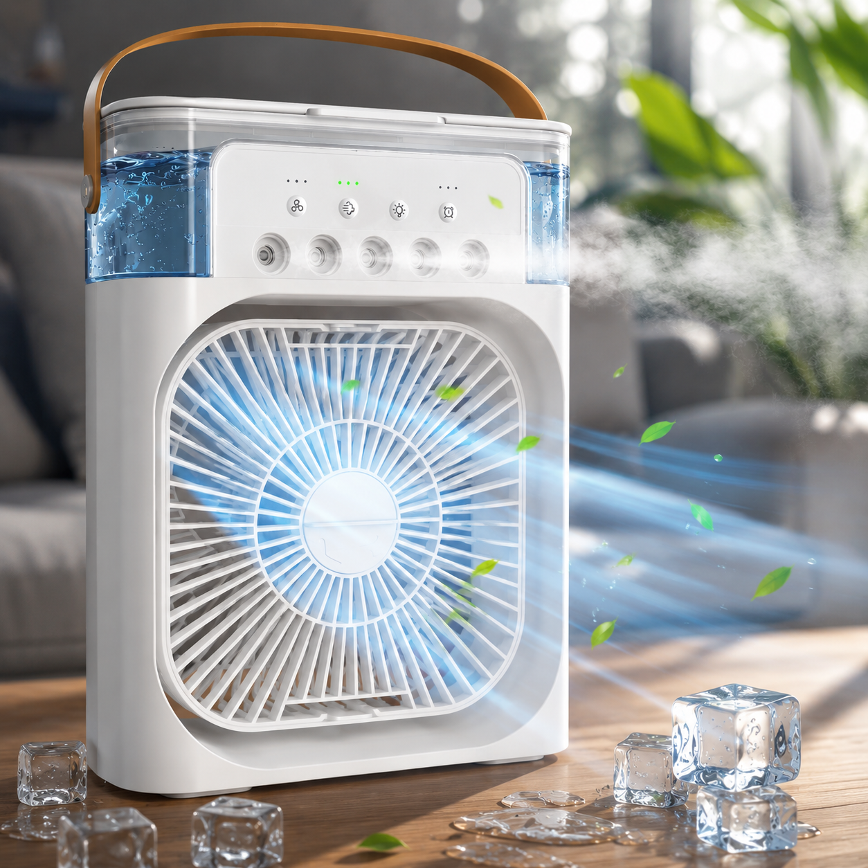 Sevaros MistDesk™ Mini Desk Fan Portable Cooling Fan Humidifier Spray — USB Rechargeable Personal Air Cooler for Office Bedroom Home Travel Summer