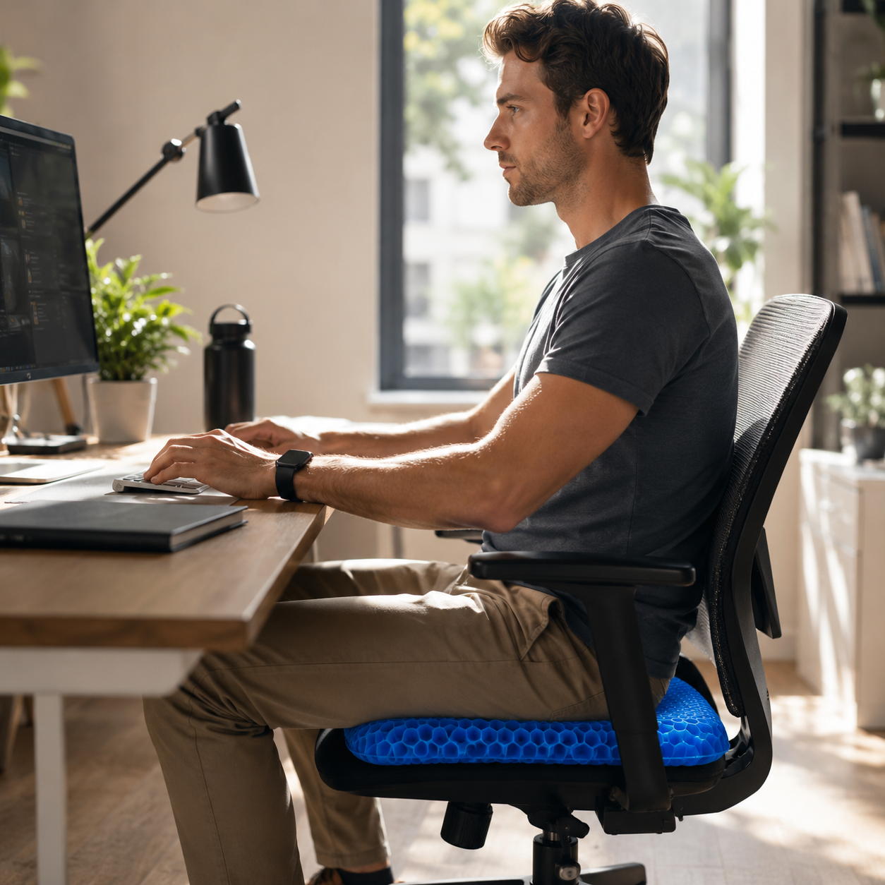 Sevaros CoolSeat™ Cooling Gel Chair Cushion Honeycomb Non-Slip — Seat Pad Cooler for Office Chair Car Home Gaming Chair Summer Heat Relief