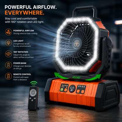 Sevaros CampBreeze™ Camping Fan Rechargeable LED Lantern Battery Powered — Portable Tent Fan with Light for Outdoor Camping RV Hiking Travel